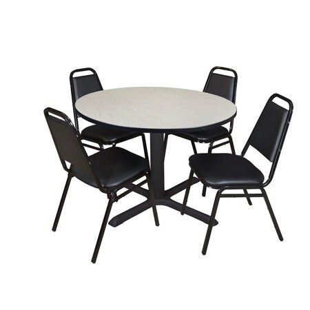 Cain Cain Round Table & Chair Set, Wood, Metal, Vinyl Top, Maple TB48RNDPL29BK